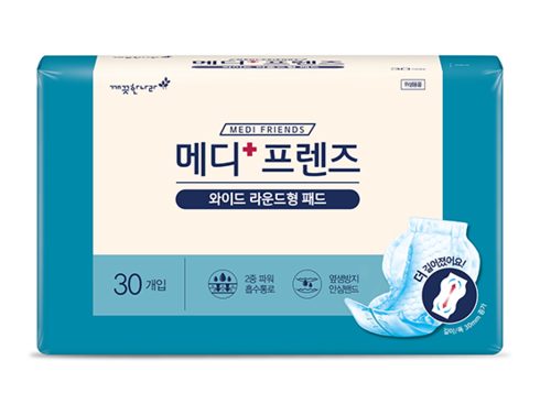 메디프렌즈 와이드 라운드형패드 30입(흡수량 900ml) 1박스[30입×8팩=240장]
