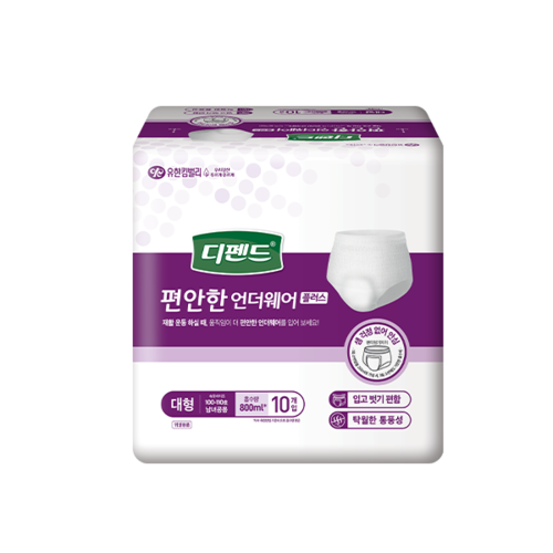 디펜드 편안한 언더웨어 플러스 대형(10매×8팩=80매/ 흡수량 800ml)